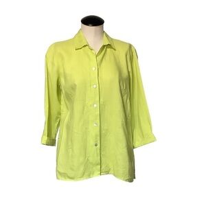 EDWARD IRISH LINEN Chartreuse Button Down Blouse - Size‎ M